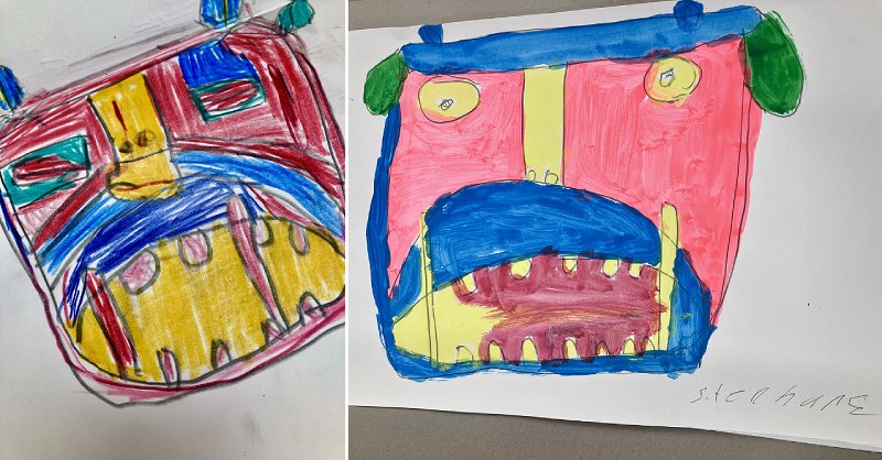 Zwei Bilder von Teilnehmenden des Malkurses